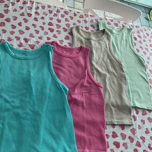 No Boundaries Kids Tank Tops - Teal, Pink, Beige, Green